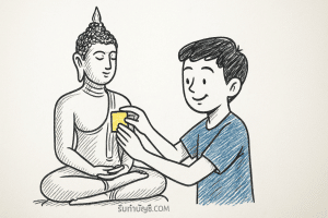 คำอธิษฐานแผ่นทองหล่อพระพุทธศาสนา เฉพาะ 5 แผ่นทองความหมาย?