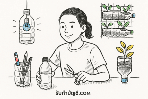 สิ่งประดิษฐ์จากขวดน้ำปัญหาขยะพลาสติกเพราะ 9 เรามองลงไปธรรมดา