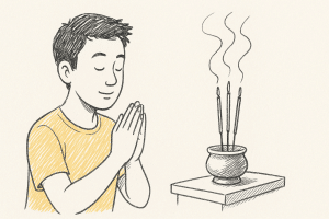 ฝันเห็นการจุดธูป 3 ดอกเพื่อไหว้บูชาสิ่งศักดิ์สิทธิ์ ฉบับเข้า