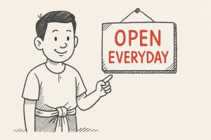 ร้านที่เปิดให้บริการทุกวันมีภาษาอังกฤษอย่างไร ฉบับเข้าใจง่าย