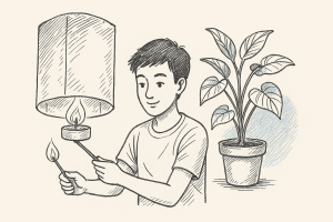 โคมไฟที่สร้างสรรค์จากไม้และกระถางต้นไม้เพื่อความสวยงาม ฉบับเ